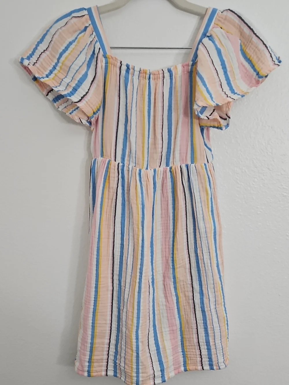 Roxy Girls Striped Pastel Dress - Pink, Blue & Yellow